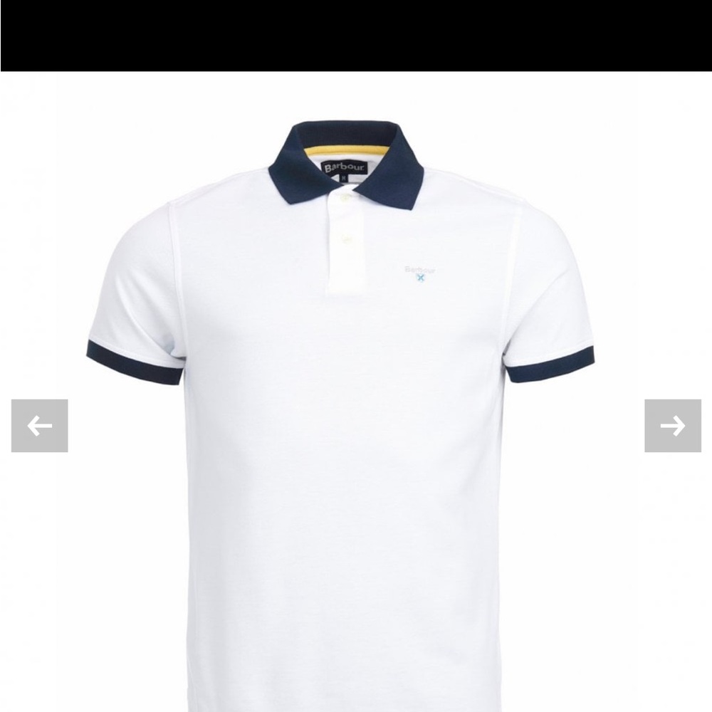 Barbour White Polo Shirt with Navy Accents